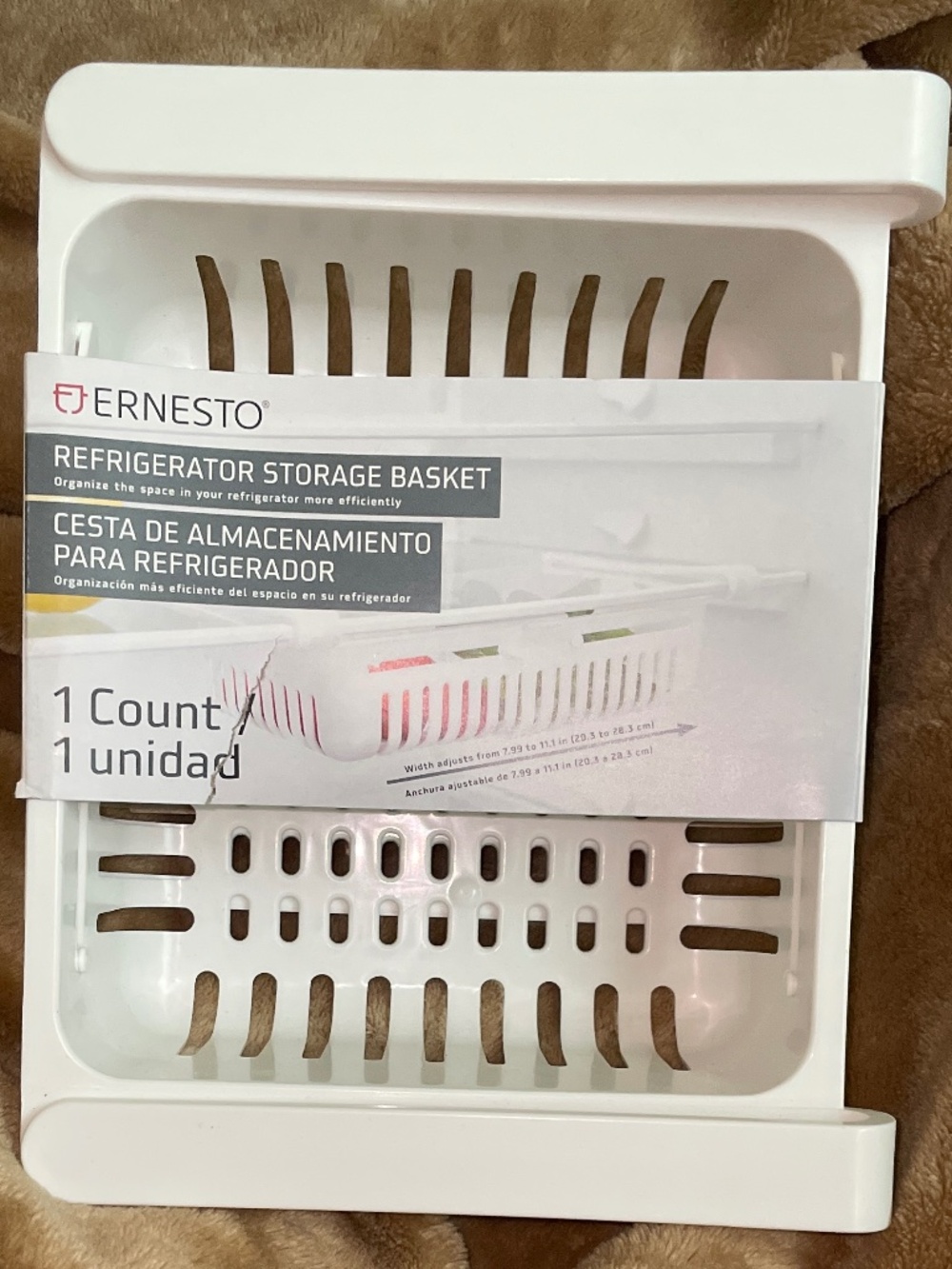 NEW ALDI Ernesto White Mini Expandable Refrigerator Storage Basket Bin Slide Out